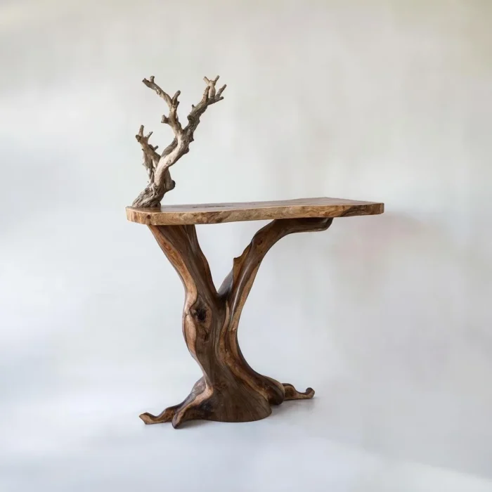 Black Walnut Console Table,  Mid-Century Solid Wood Entry