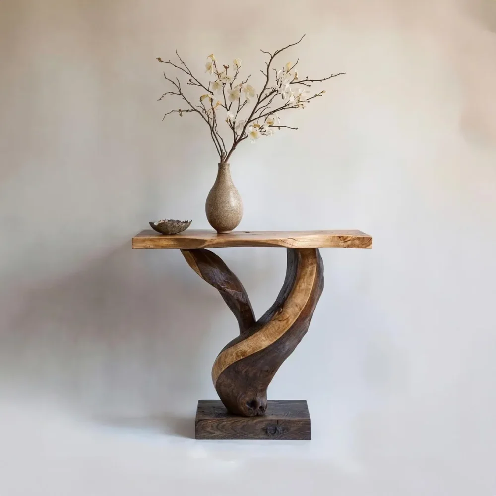 Live-Edge Console Table,  Narrow Farmhouse Entryway