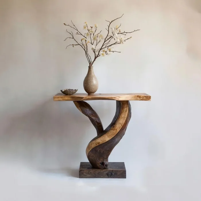 Live-Edge Console Table,  Narrow Farmhouse Entryway