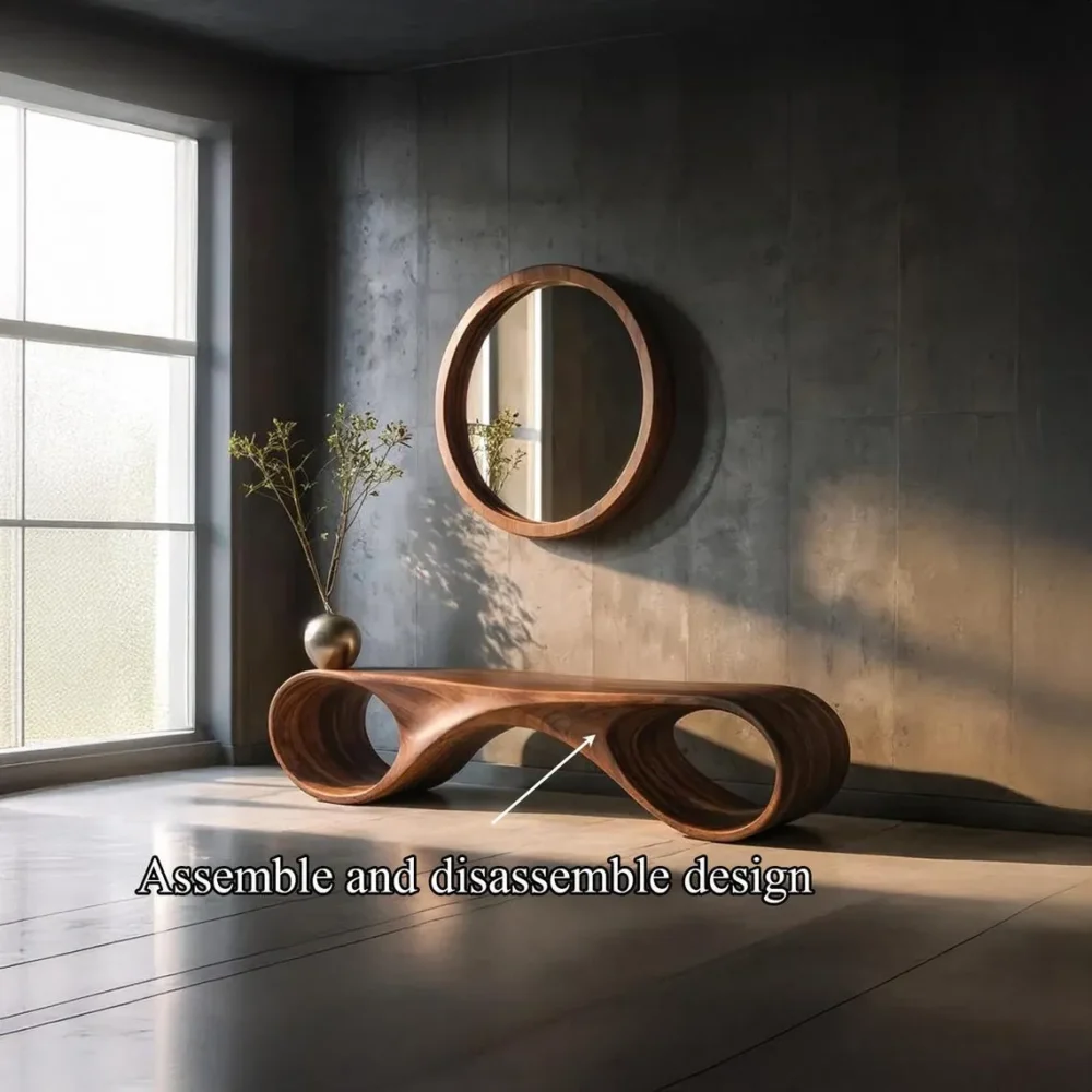 Narrow Console Table,  Natural Solid Wood, Handmade - Image 4