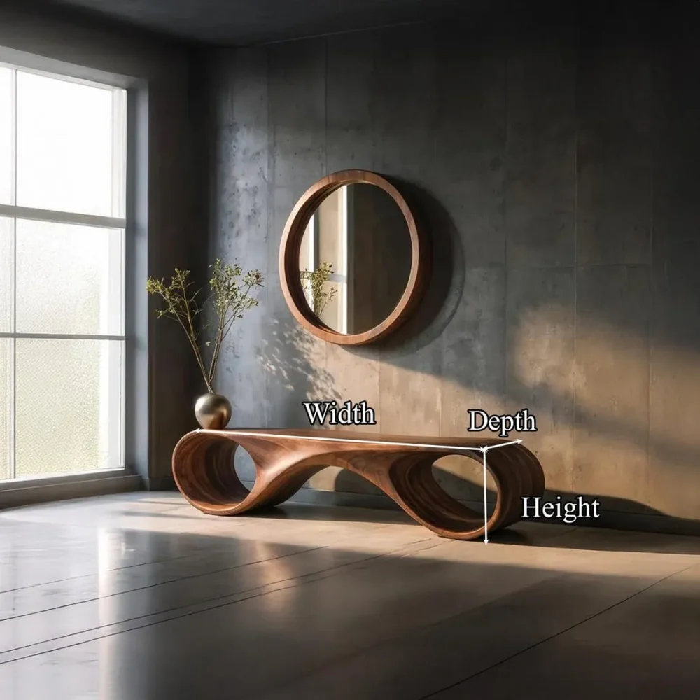 Narrow Console Table,  Natural Solid Wood, Handmade - Image 5