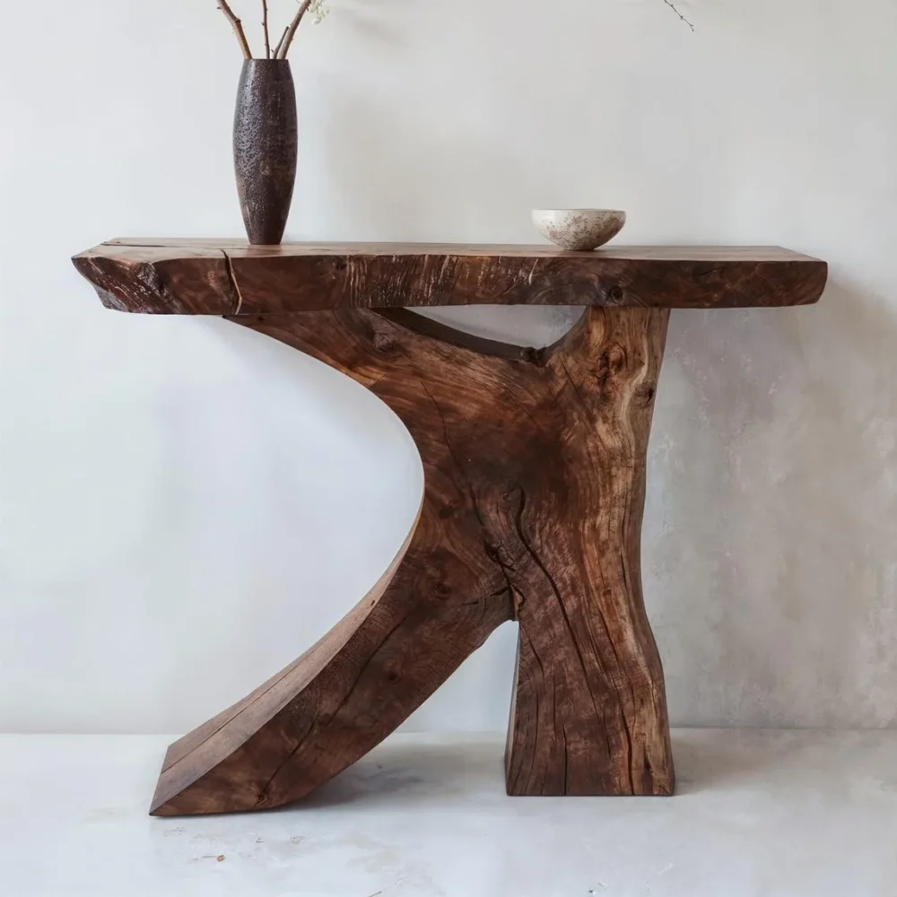 Farmhouse Console Table,  Narrow Live-Edge Solid Wood - Image 4