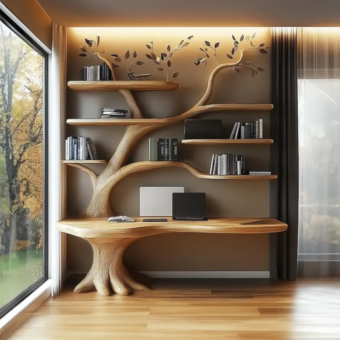 Tree Bookshelf,  Solid Wood Decorative Bookcase