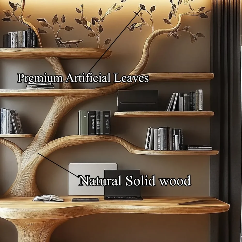 Tree Bookshelf,  Solid Wood Decorative Bookcase - Image 2