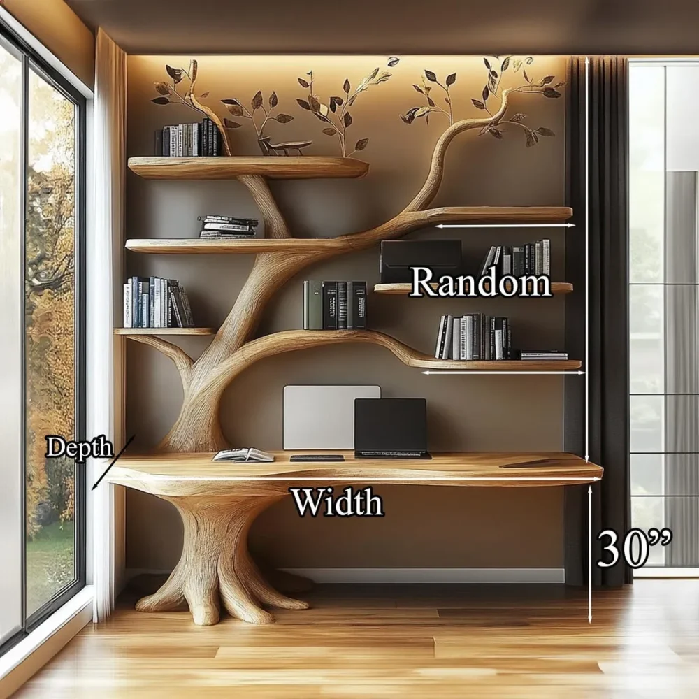 Tree Bookshelf,  Solid Wood Decorative Bookcase - Image 3
