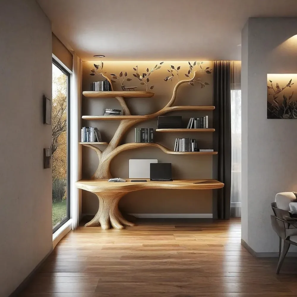 Tree Bookshelf,  Solid Wood Decorative Bookcase - Image 5
